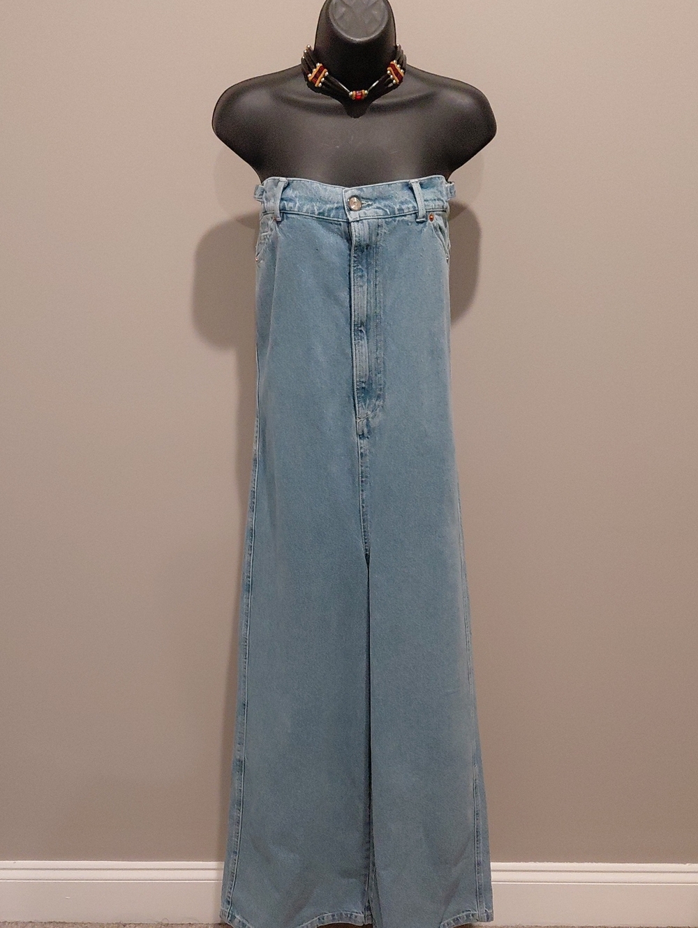 Alohas Strapless Wide-Leg Denim Jumpsuit - Light Blue - Picture 2 of 7